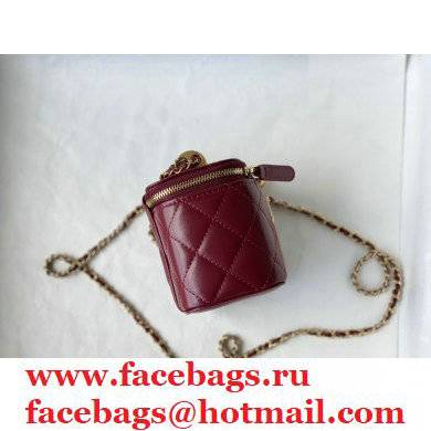 chanel Calfskin  &  Gold-Tone Metal BURGUNDY SMALL VANITY WITH CHAIN ap2292